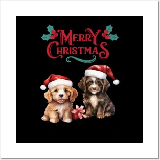 Merry Christmas Puppy Festive Posters and Art